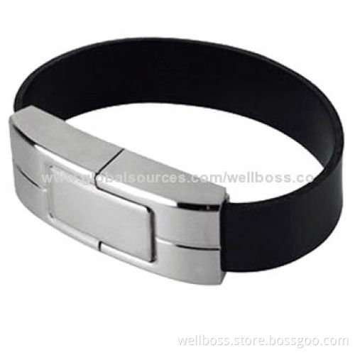 Leather Bracelet USB Flash Drive with Aluminum Housing, 1GB-32GB, Factory Price
